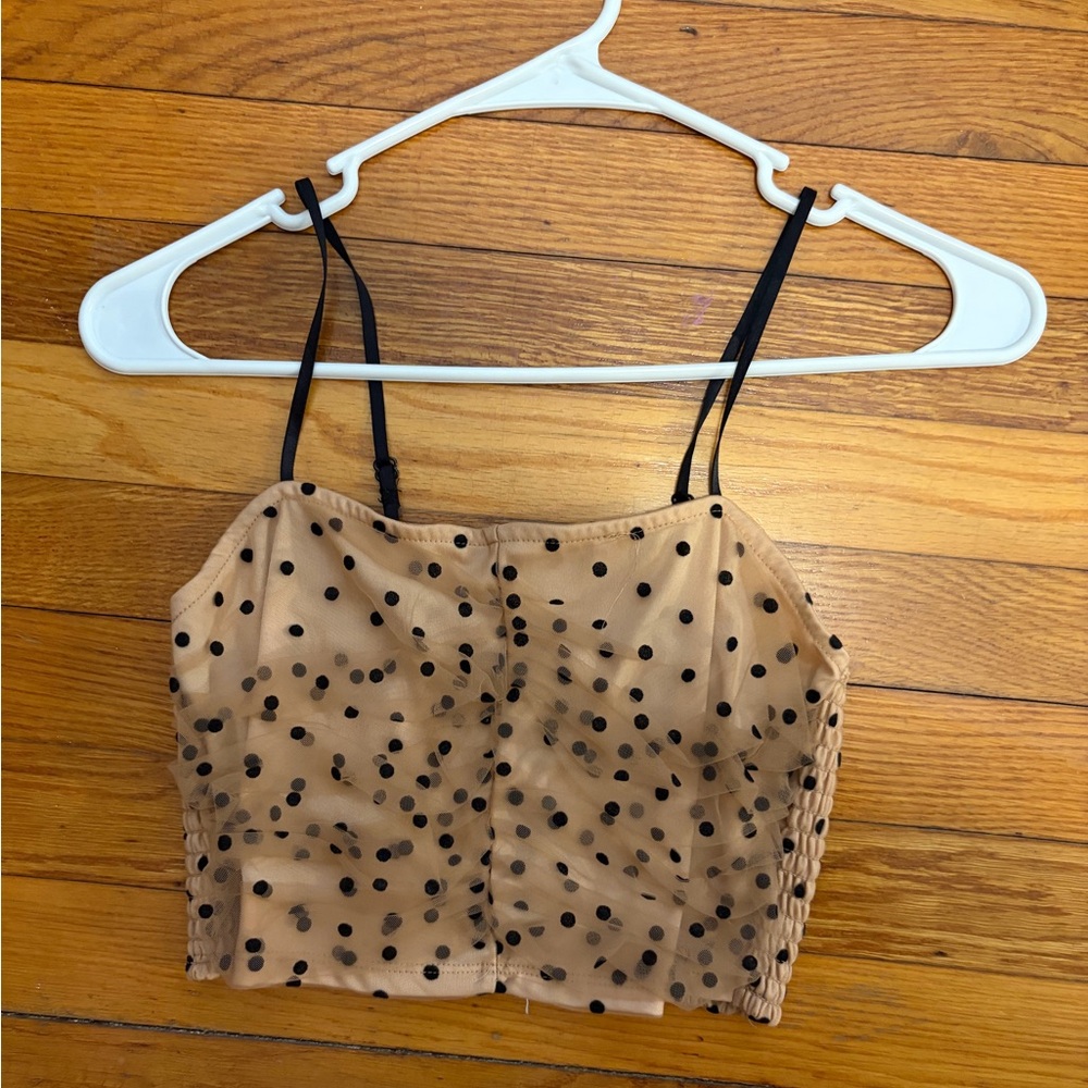 Forever 21 Tan and Black Polka Dot Camisole